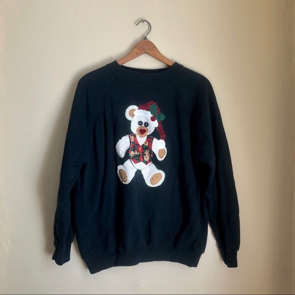 Vintage Christmas winter teddy bear sweatshirt.